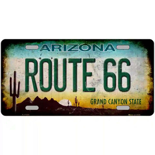 Route 66 Rusty Look Arizona Metal Sign