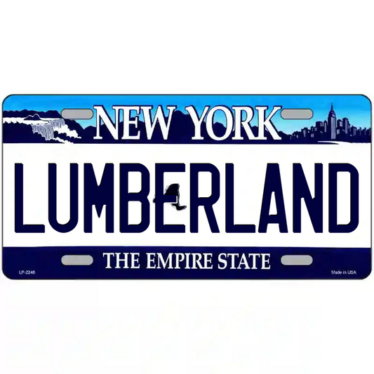 Lumberland New York Blue Metal Sign