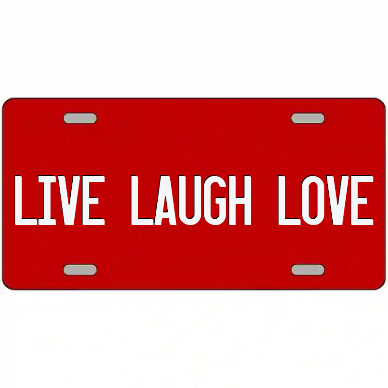 Live Laugh Live White on Red Metal Sign