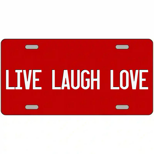 Live Laugh Live White on Red Metal Sign