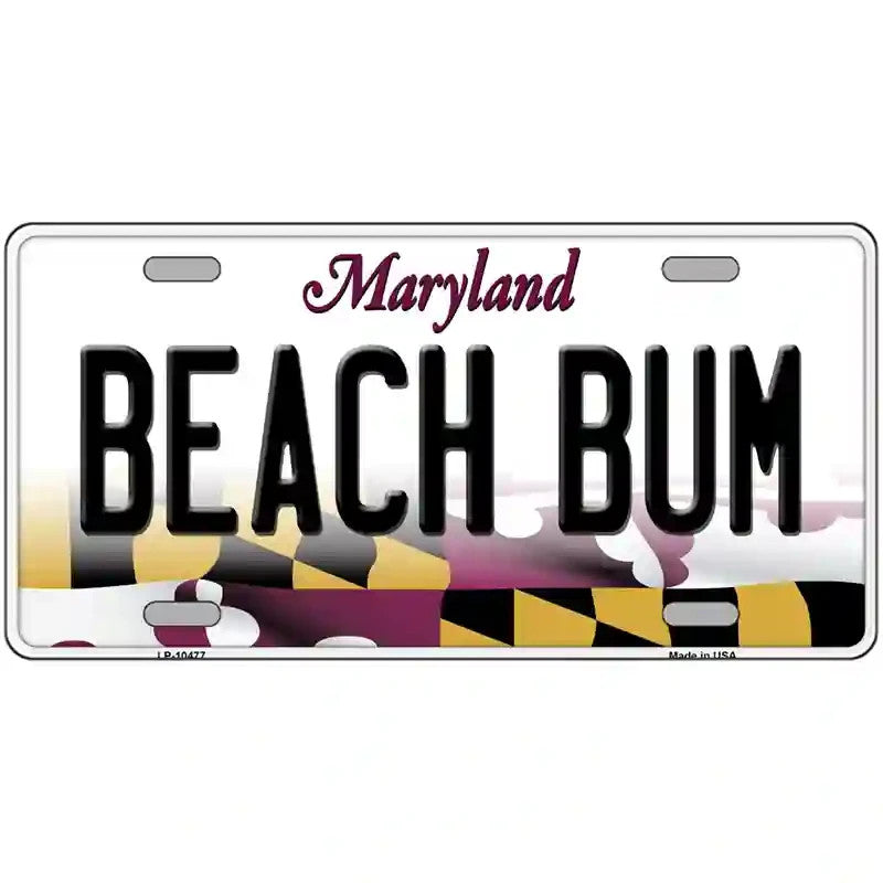 Beach Bum Maryland Metal Sign