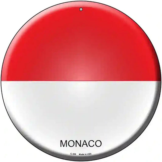 Monaco Flag 12" Circle Metal Sign