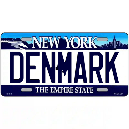 Denmark New York Blue Metal Sign