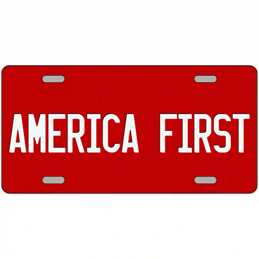 America First White on Red Metal Sign