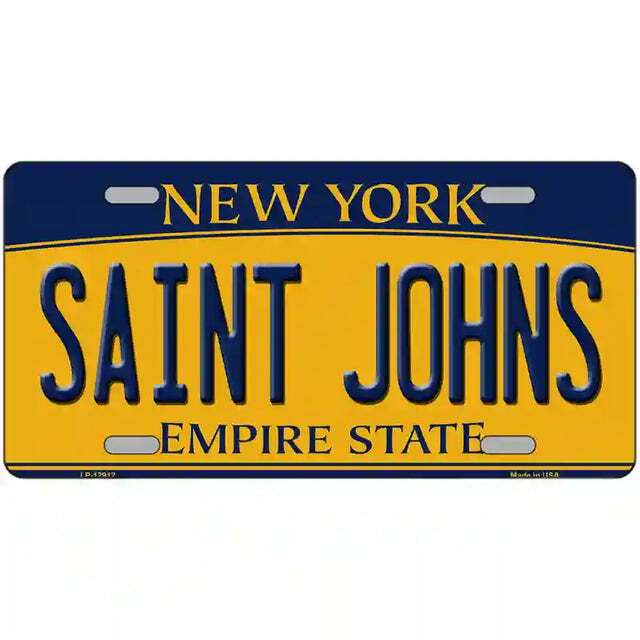 Saint Johns New York Yellow Metal Sign