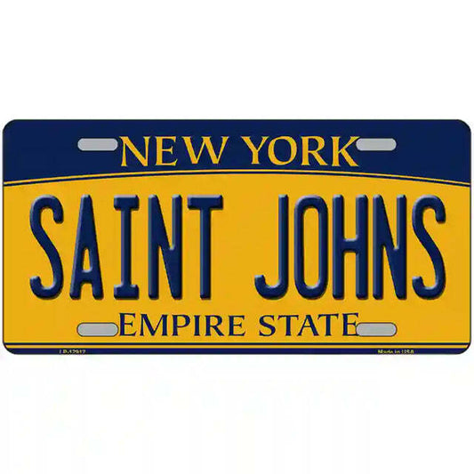 Saint Johns New York Yellow Metal Sign
