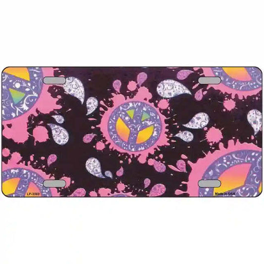 Peace Signs Floating Paisleys Metal Sign