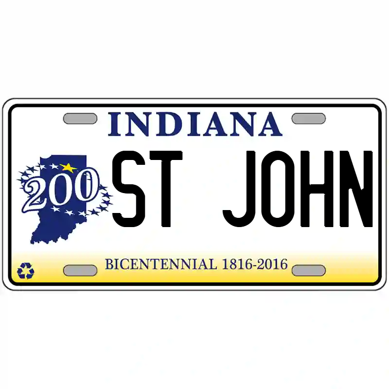 St John Indiana Bicentennial Metal Sign