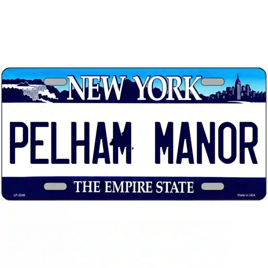 Pelham Manor New York Blue Metal Sign