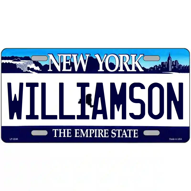 Williamson New York Blue Metal Sign