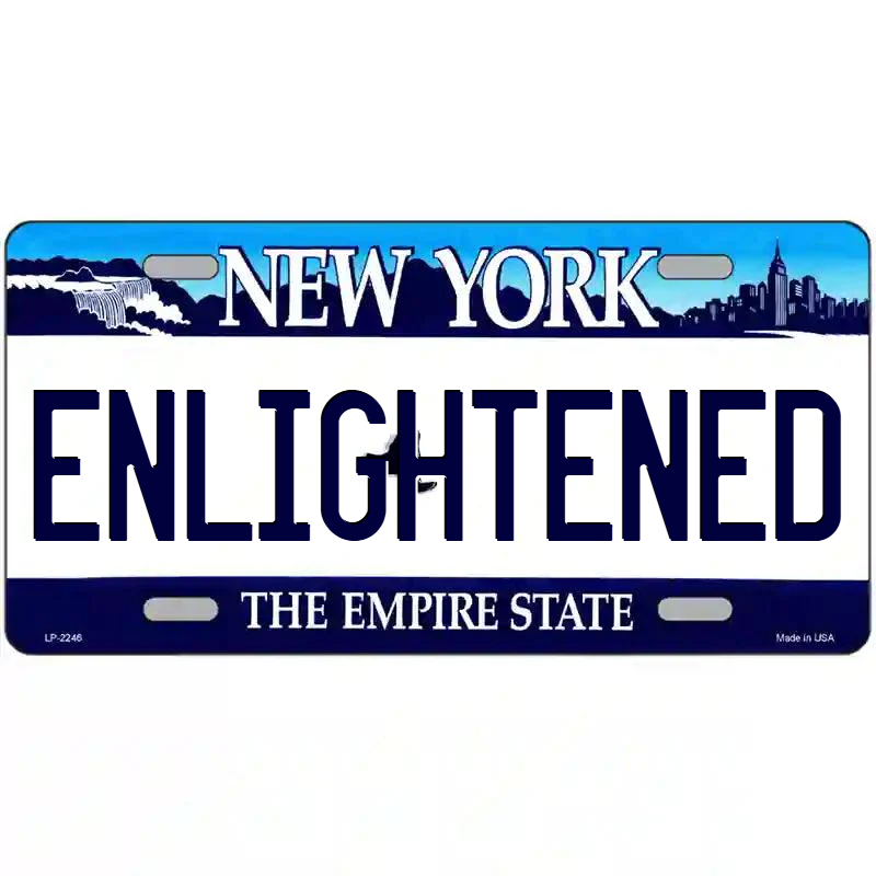 Enlightened New York Blue Metal Sign