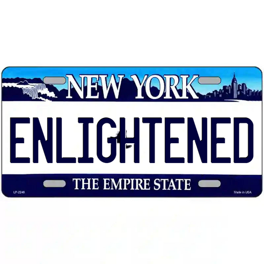 Enlightened New York Blue Metal Sign