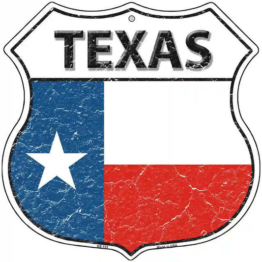 Texas Flag Highway Shield Metal Sign
