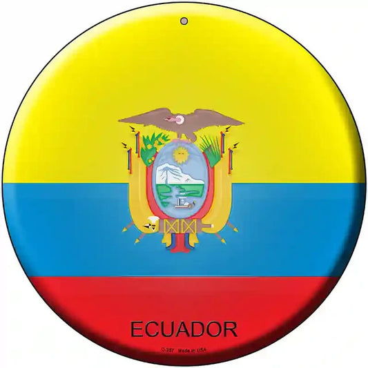 Ecuador Flag 12" Circle Metal Sign