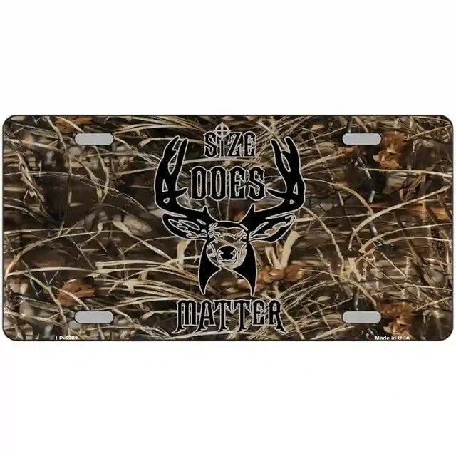 Size Does Matter Buck Camo Metal Sign