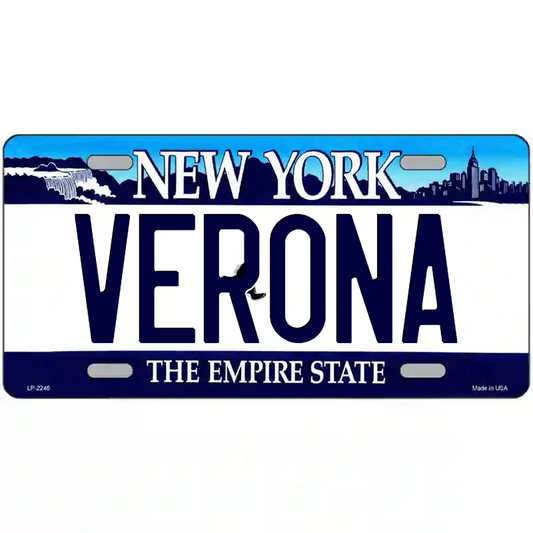 Verona New York Blue Metal Sign