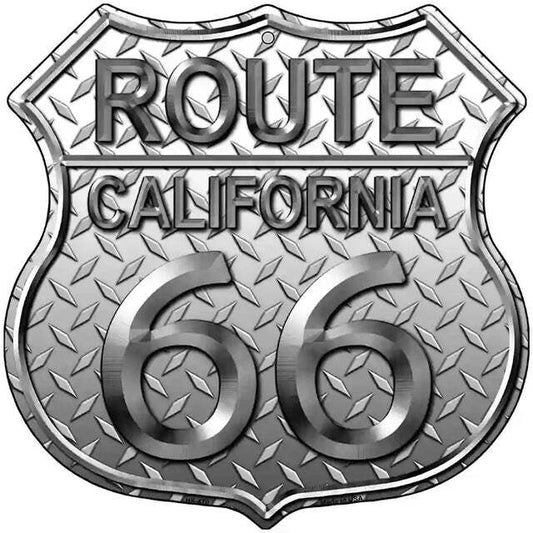 California Route 66 Diamond Look Highway Shield Metal Sign