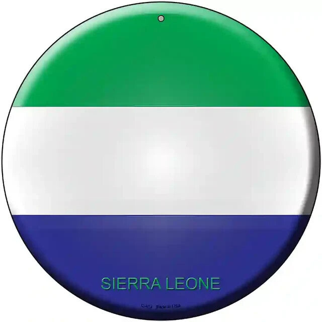 Sierra Leone Flag 12" Circle Metal Sign