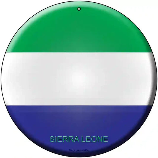 Sierra Leone Flag 12" Circle Metal Sign
