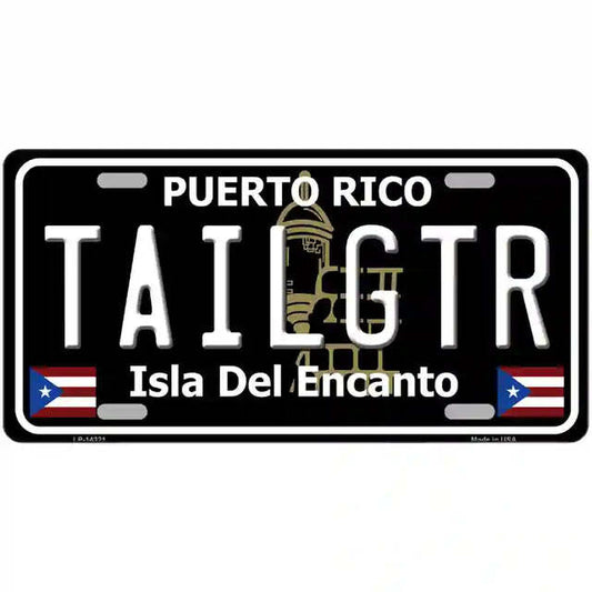 Tailgater Puerto Rico Black Metal Sign