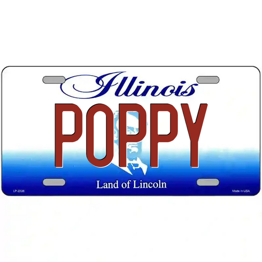 Poppy Illinois Metal Sign