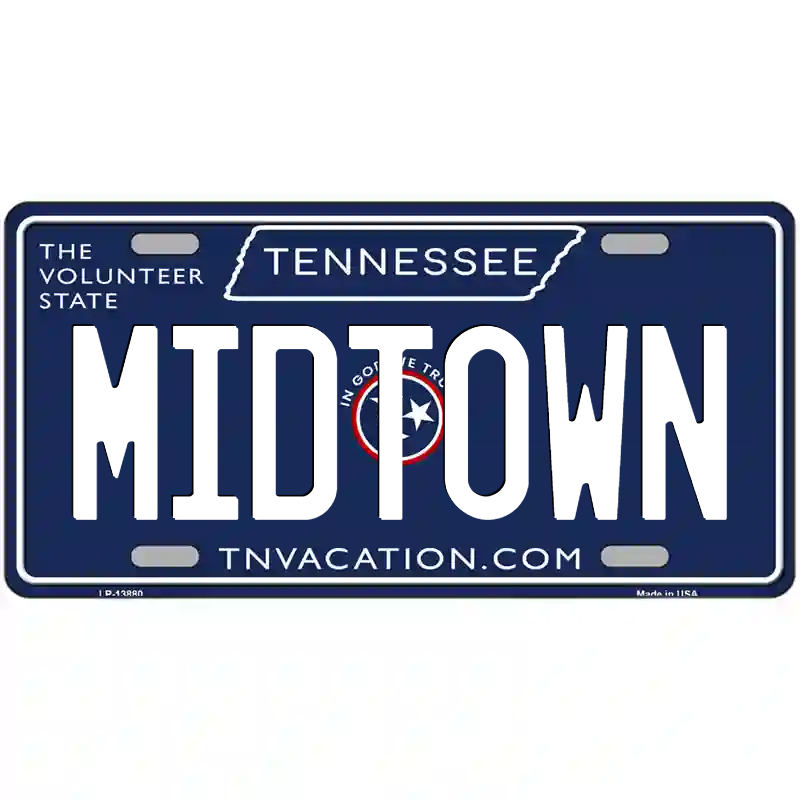 Midtown Tennessee Blue Metal Sign