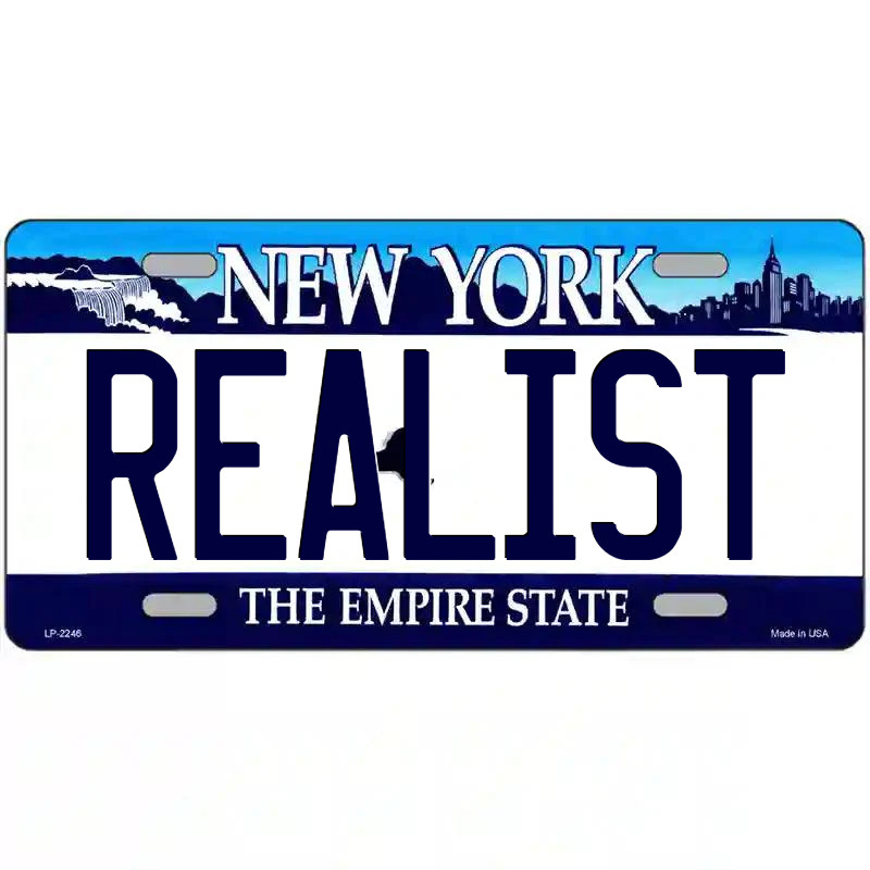 Realist New York Blue Metal Sign