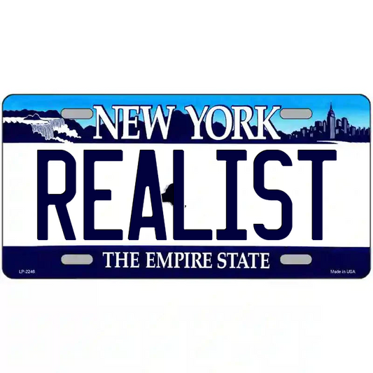 Realist New York Blue Metal Sign