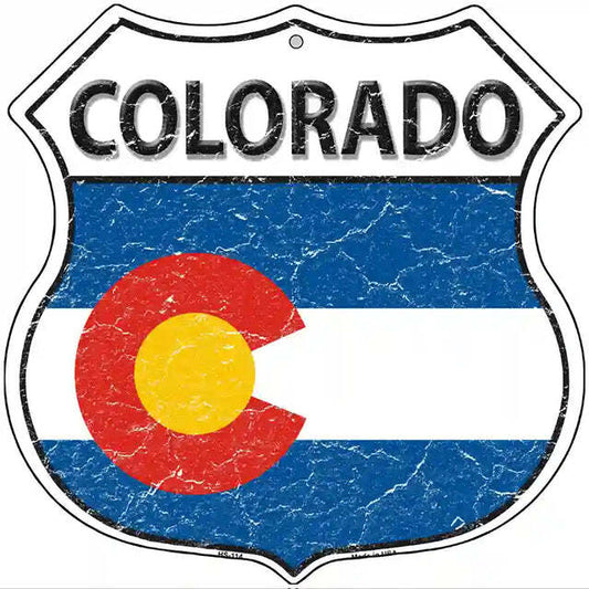 Colorado Flag Highway Shield Metal Sign