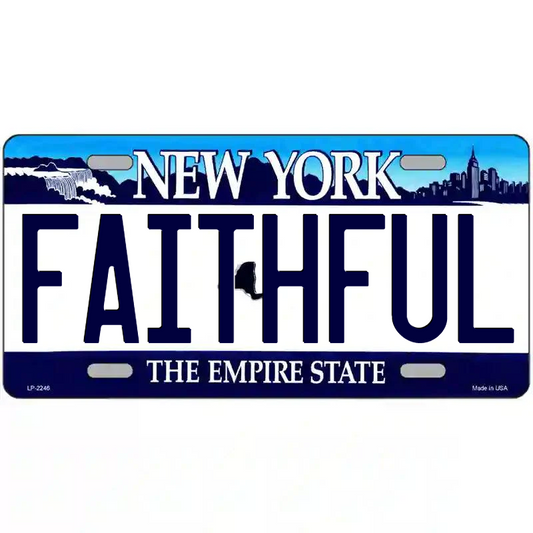 Faithful New York Blue Metal Sign