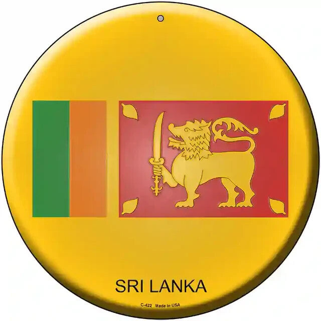Sri Lanka Flag 12" Circle Metal Sign