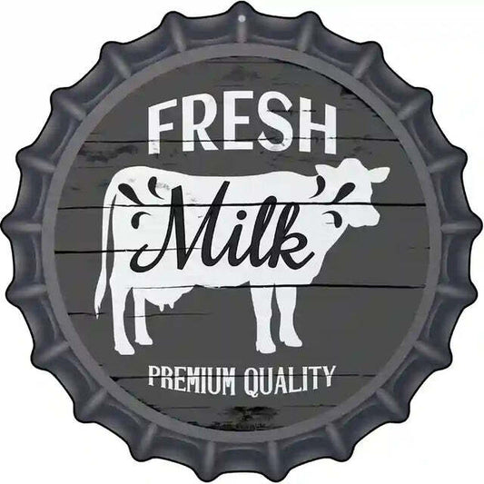 Fresh Milk Premium Quality Bottle Cap Metal Sign