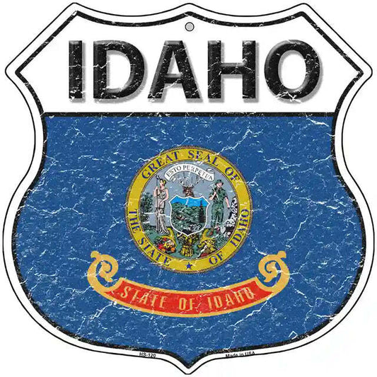 Idaho Flag Highway Shield Metal Sign