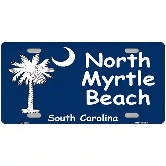 North Myrtle Beach South Carolina Blue Palmetto Tree Metal Sign