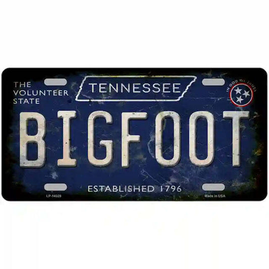 Bigfoot Rusty Look Tennessee Blue Metal Sign