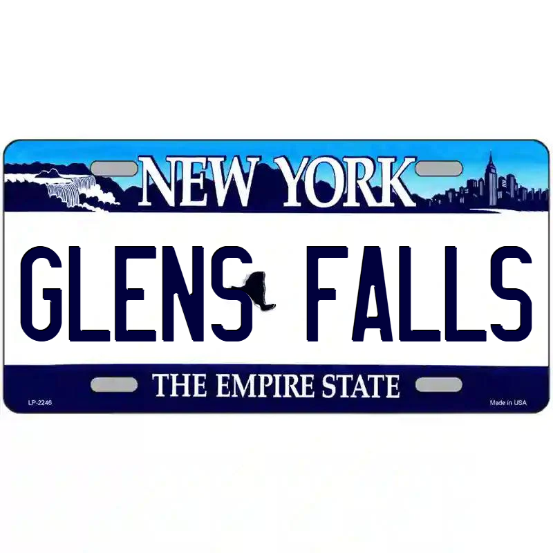 Glens Falls New York Blue Metal Sign