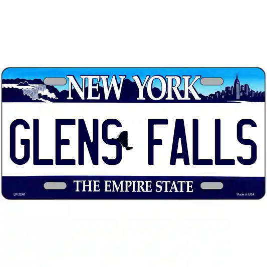 Glens Falls New York Blue Metal Sign