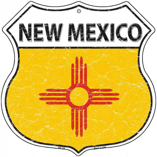 New Mexico Flag Highway Shield Metal Sign