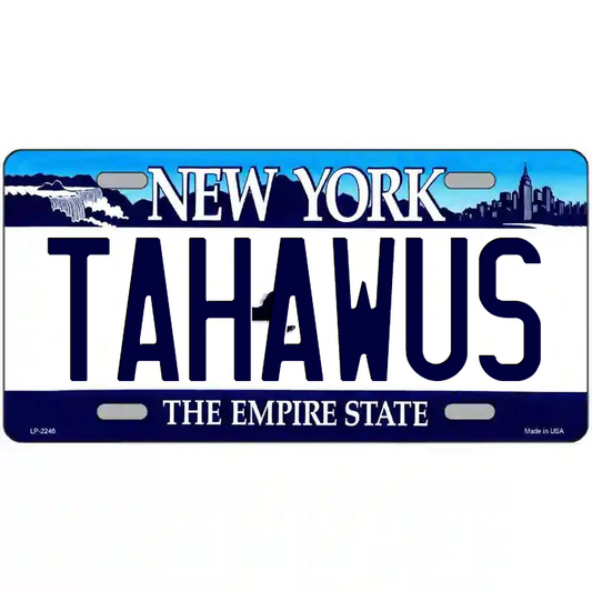 Tahawus New York Blue Metal Sign