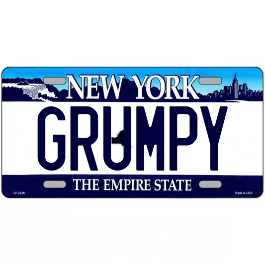 Grumpy New York Blue Metal Sign