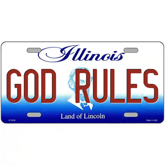 God Rules Illinois Metal Sign