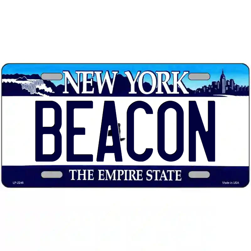 Beacon New York Blue Metal Sign