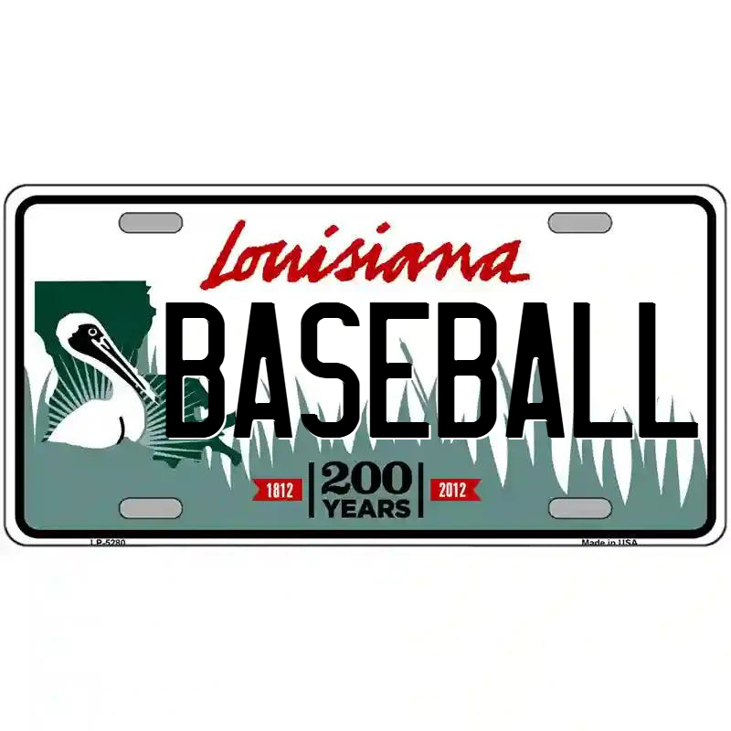Baseball Louisiana Metal Sign