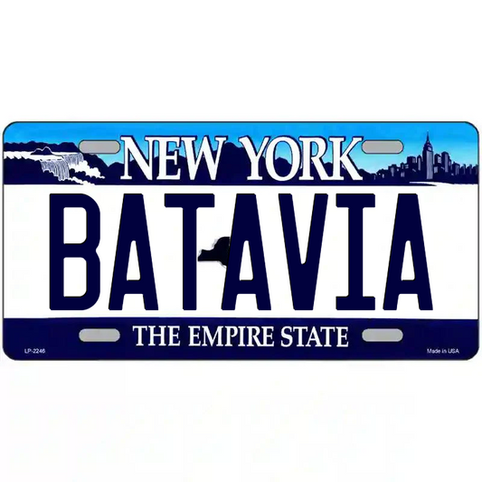 Batavia New York Blue Metal Sign