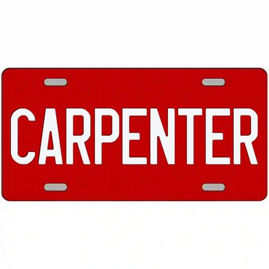 Carpenter White on Red Metal Sign