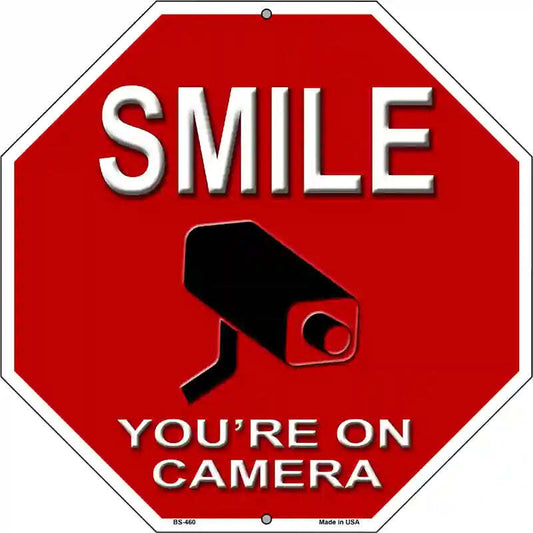 Smile  You're On Camera 12" Octagon Metal Sign