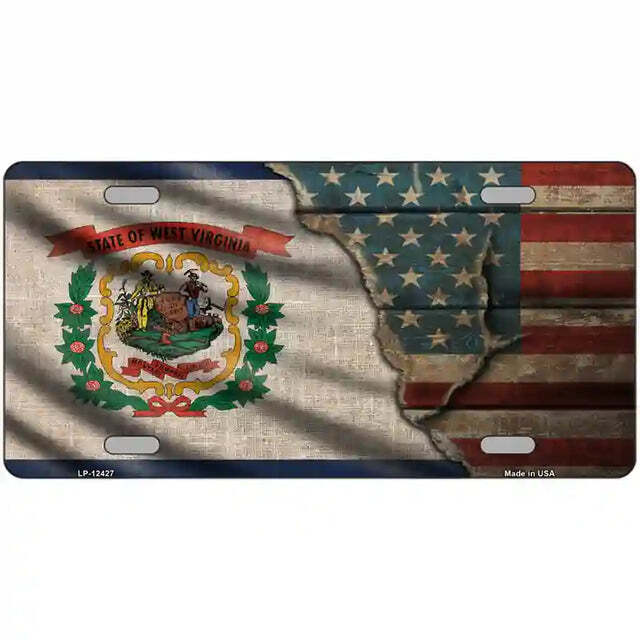 West Virginia American Flags Vintage Look Metal Sign