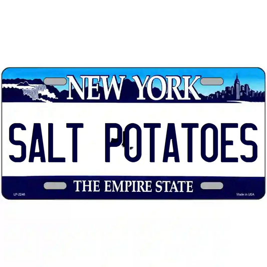 Salt Potatoes New York Blue Metal Sign