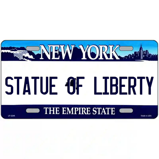 Statue of Liberty New York Blue Metal Sign