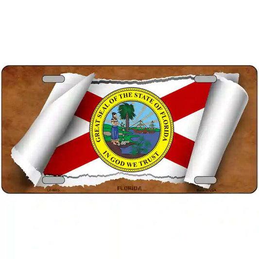 Florida Scroll Flag Metal Sign